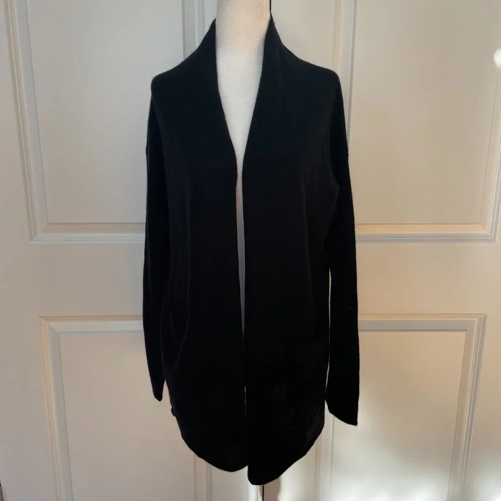 Black Lightening Bolt Cashmere Cardigan from 360 Cashmere - Picture 2 of 8